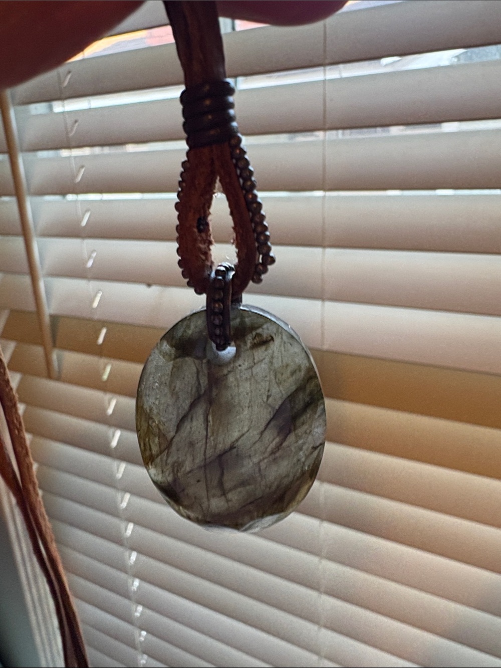 Sundance Faceted Blue Labradorite Pendant on Brown Suede Cord - Picture 2 of 4